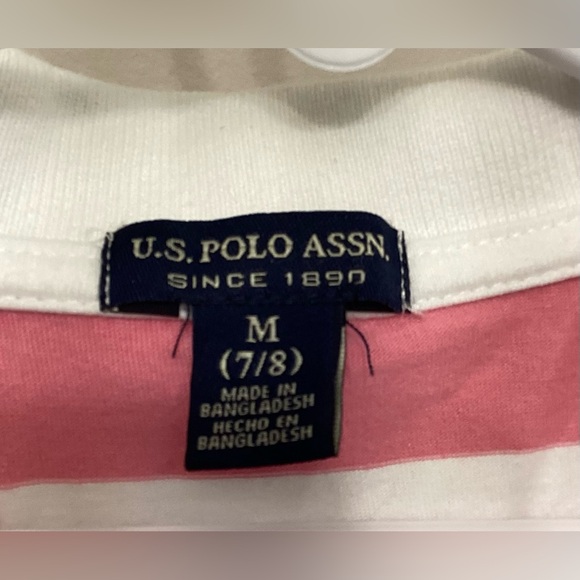NWOT Girls ruffle U.S. Polo pink and white dress - Picture 8 of 8